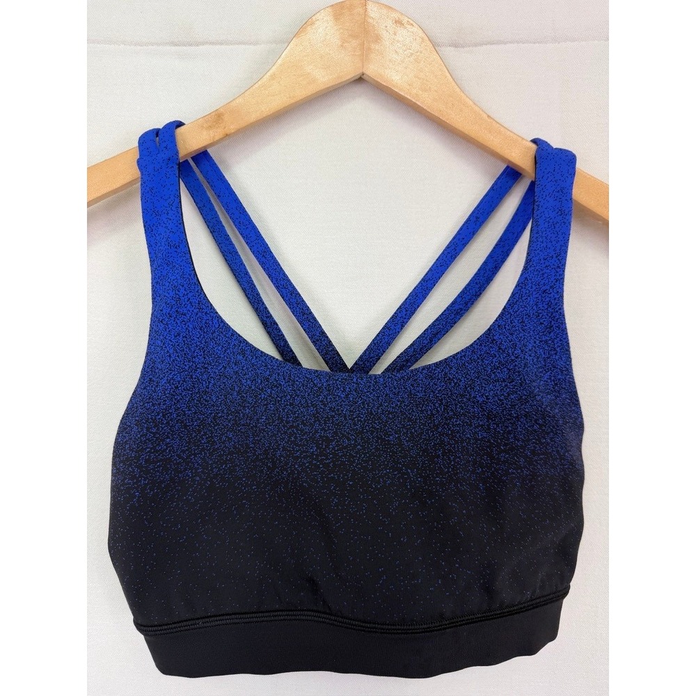Lululemon Energy Bra Ombre Speckle Blue Black Womens 8 Athleisure W7SH6S